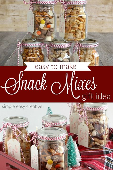 Mason Jar Snack Ideas, Mason Jar Mixes Gifts, Mason Jar Snacks, Jar Food Gifts, Mason Jar Gifts Recipes, Mason Jar Gift Ideas, Christmas Jar Gifts, Gifts From The Kitchen, Snack Mix Recipe