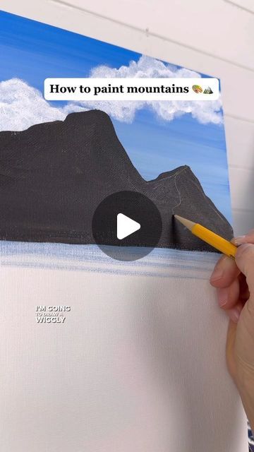 How To Make A Mountain Projects, Painting Distant Mountains, Canvas Painting Mountains Easy, Simple Acrylic Paintings Mountains, Stormy Mountains Painting, How To Paint Realistic Mountains, How To Draw Mountains Acrylic, Diy Painting Mountains, Basic Mountain Painting