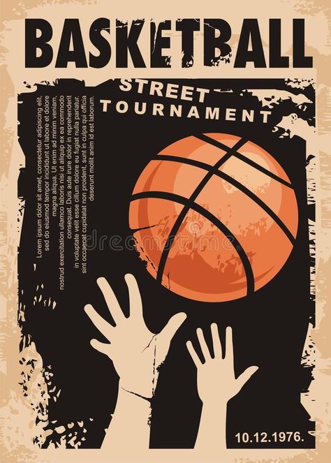 Street basketball grunge poster design vector illustration Basketball Aesthetic Poster, Basketball Tournament Poster, Grunge Poster Design, Basketball Illustration, Poster Design Illustration, Grunge Posters, Street Basketball, Grunge Paper, Poster Design Layout