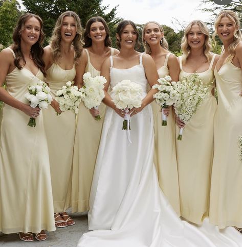 Bridal Shop Ideas, Yellow Bridesmaid, Yellow Wedding Theme, Yellow Bridesmaid Dresses, Mismatched Bridesmaid Dresses, Yellow Bridesmaids, Affordable Bridesmaid Dresses, Wedding Dresses With Flowers, Wedding Flower Girl Dresses