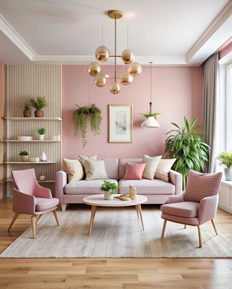 Modern home decor with soft colors #homedecor #modernhouse #softcolors #homeideas #interiordesign #homedesign Girly Apartments, Girly Apartment Decor, Easy Decor, Deco Rose, Pink Living Room, Apartment Decor Inspiration, Elegant Home Decor, Pink Walls, Elegant Homes