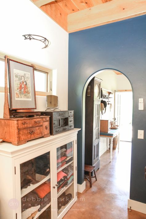 Arched Doorway.  Blue painted Hallway.  Arched walkway in home. Painted Archway, Doorway Painting, Arched Walkway, Painted Hallway, Arched Doorway, Arch Doorway, Real Estate Photography, Blue Paint, Walkway