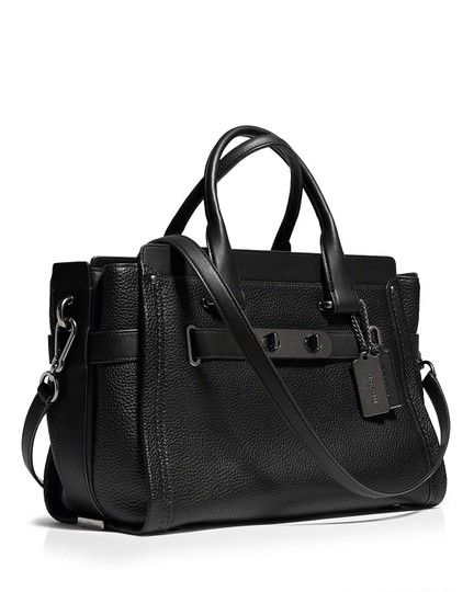 Coach Swagger Saddle Pebble Caryall Black Leather Satchel - Tradesy Bonnie Cashin, Black Leather Satchel, Bag Inspiration, Leather Accessory, Dream Bags, Cool Gift Ideas, Wardrobe Accessories, Coach Swagger, Leather Denim