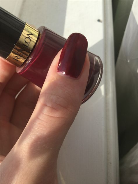 This is a swatch of REVLON's VIXEN 570. With the name it's wanting you to think that it's a Christmas polish, but it's a maroon colour and it reminds me of fall. Is this a nice pose for swatches? I don't know. Swatch of September 28th 2017 Revlon Nail Polish Colors, Revlon Nail Polish, Maroon Colour, September 28th, Gel Mani, Color Inspo, Boy Clothes, Maroon Color, Nail Polish Colors