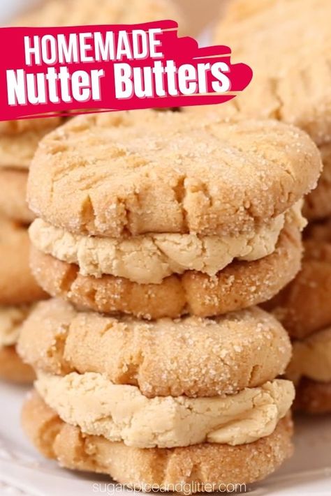 Homemade Nutter Butters (with Video) ⋆ Sugar, Spice and Glitter Diy Nutter Butter Cookies, Butter Butter Cookies, Nutter Butter Cookie Recipes, Nutter Butter Recipes, Nutterbutter Cookies, Bits And Bites Recipe, Big Cookie Recipe, Homemade Nutter Butter Cookies, Butter Sandwich Cookies