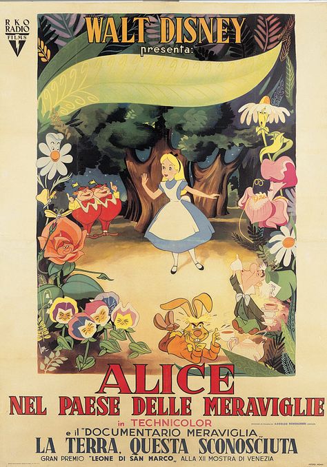 Vintage Disney Alice in Wonderland: Italian 4-Sheet - Alice in the Garden of Live Flowers Vintage Disney Posters, Foto Muro Collage, Disney Poster, Alice In Wonderland Poster, Alice In Wonderland Vintage, Disney Movie Posters, Alice In Wonderland 1951, Disney Presents, Vintage Cartoons