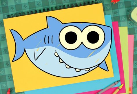 Baby Shark - Super Simple Songs Cute Shark Drawing, Finny The Shark, Shark Drawing Easy, Simple Songs, All About Sharks, Baby Shark Song, Super Simple Songs, Shark Drawing, Big Friends