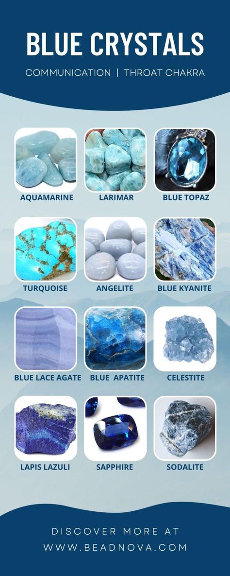 blue crystals and stones Blue Topaz Meaning, Meaning Of Blue, Names Meaning, Blue Crystals Stones, Types Of Blue, How To Make Crystals, Crystal Cave, Crystal Healing Stones, Ancient Knowledge