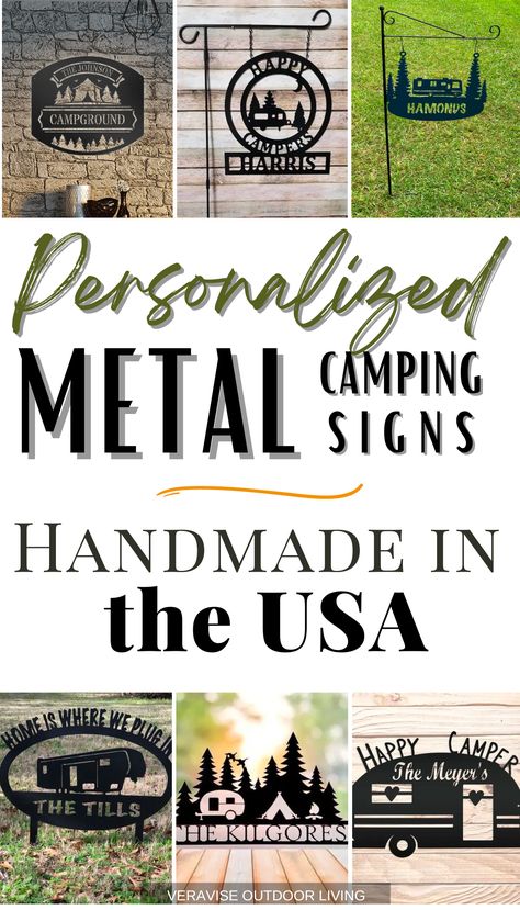 Rv Camping Organization, Camping Signs Personalized, Happy Camper Sign, Campsite Signs, Rv Signs, Travel Trailer Organization, Travel Trailer Decor, Rv Camping Trips, Camper Signs