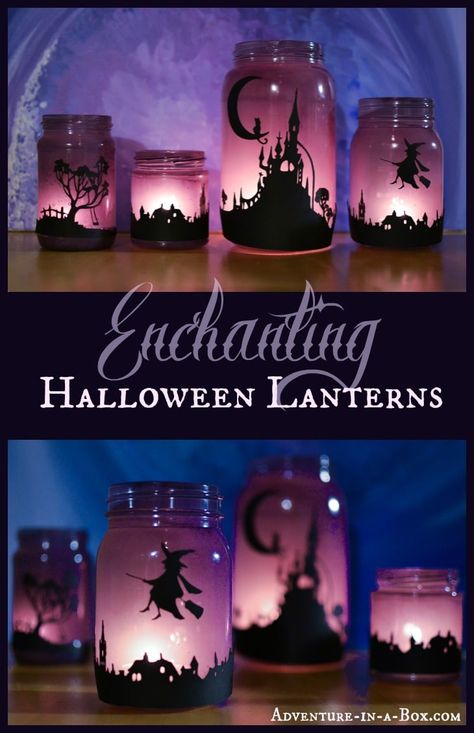 Halloween Mason Jars Diy, Mason Jar Halloween Crafts, Halloween Lanterns Diy, Halloween Jars, Halloween Mason Jars, Mason Jar Lanterns, Lantern Craft, Creative Candles, Halloween Lanterns