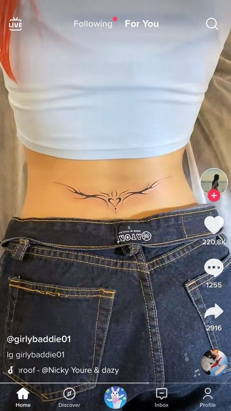 Womens Lower Back Tattoos, Back Tattoos Butterfly, Hippe Piercings, Cute Tramp Stamp, Tramp Stamps, Tattoos Butterfly, Tramp Stamp Tattoos, Waist Tattoos, Hidden Tattoos