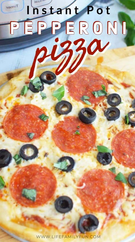 Instant Pot Pizza With Pepperonis: Kid-Friendly Meal in 15-Minutes. Not only can it cook a pizza in the Instant Pot quickly and with ease, it tastes amazing too! Everyone loves their pizza their own way. The great part about this Instant Pot Pizza recipe is that you can add whatever toppings that you like (no raw meat), and it doesn't affect the cooking time at all. #InstantPotPizza #InstantPotRecipes Instapot Pizza, Instant Pot Pizza, Pepperoni Recipes, Electric Pressure Cooker Recipes, Raw Meat, Best Instant Pot Recipe, Fun Life, Foodie Friends, Instant Pot Dinner Recipes