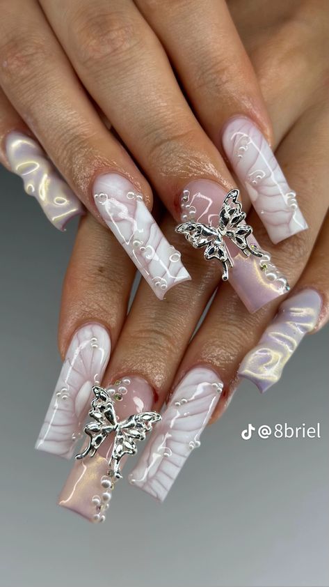 Majestic Nail Designs, Amina Rashid, Ott Nails, White Sugar Nails, Latina Baddie Nails, Christmas Nail Designs Square, Long Stiletto Nails Designs Unique, December Birthday Nails, January Nails Ideas Acrylic