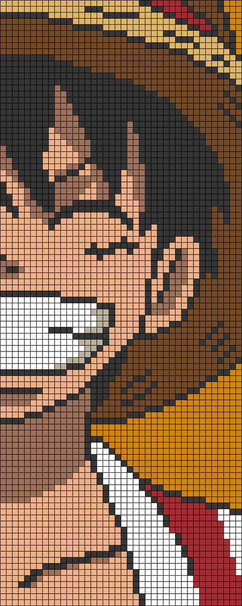 Modele Pixel Art, Luffy Anime, One Piece Cartoon, Graphisches Design, Easy Pixel Art, Pixel Art Characters, Pixel Art Grid, One Peice Anime, Anime Pixel Art