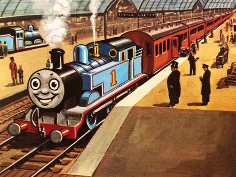 Train treasures! 🚂 The Railway Series was a set of British story books about a railway located on the fictional Island of Sodor, featuring Thomas and his friends. Published in 1945, there are 42 books in the series - 26 of them written by the Rev. Wilbert Awdry, while a further 16 were written by his son, Christopher Awdry. Did you read Thomas the Tank Engine growing up? Thomas And His Friends, Thomas The Tank, Thomas The Train, Thomas The Tank Engine, Kids Tv, The Rev, Thomas And Friends, Vintage Children, No. 2