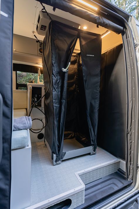 Custom Sprinter Van Gallery | Outside Van Campers Van, Custom Sprinter Van, Custom Van Interior, Camper Van Shower, Mercedes Sprinter Van, Mb Sprinter, Needs And Wants, Sprinter Camper, Campervan Life