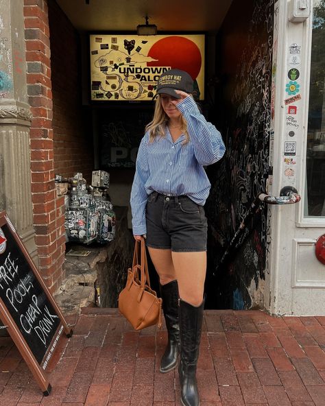 A weekend in Boulder ⛰️🫶🩵✨ #ootd #ootdfashion #fallfashion #streetstyle #minimalfashion #petitefashion Outfit of the day, outfit idea, denim style, petite style, minimal outfit, streetwear, cowgirl boots, trucker hat outfit, fall outfit Trucker Hat Cowboy Boots Outfit, Graphic Tee Cowboy Boots Outfit, Cowboy Boots With Oversized Tee, Denim Mini Skirt Outfit Western, Streetwear Cowgirl, Denim Mini Skirt Cowboy Boots, Hat Outfit Fall, Trucker Hat Outfit, Outfit Streetwear