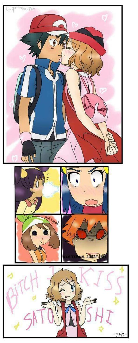 Go Serena! Pokemon Ash And Misty, Pokemon Kalos, Pokemon Couples, Ash And Misty, Pokemon Ash And Serena, Pokemon Ash, Pokemon Manga, Ash Pokemon, Pokemon Waifu