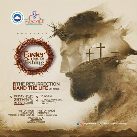 Church Flier Design Easter Let's go a Fishing Rccg Flyer Design, Easter Flyer, Easter Flyers, Social Media Art, Church Poster Design, Church Poster, The Resurrection, Chur, Social Media Design Graphics