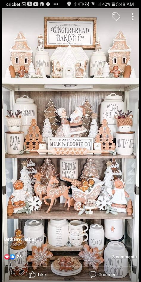 Christmas Decor Above Cabinets, Gingerbread House Ideas, Trendy Christmas Decor, Decor Above Cabinets, Cozy Colors, Fall Nail Ideas, Above Cabinets, Gingerbread Christmas Decor, Cozy Christmas Decor