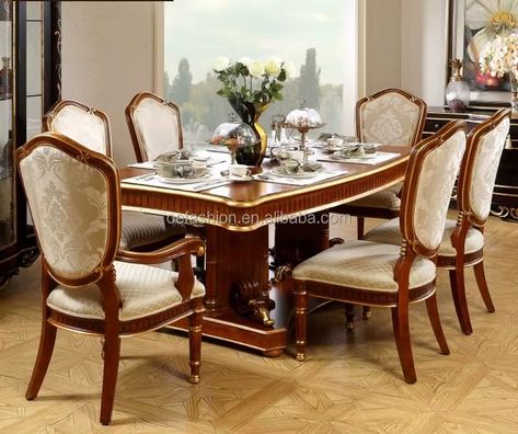 Oe-fashion Italian Dubai Antique Brown Rectangle Luxury 6 8 10 12 Seater Marble Top Dining Table Sets - Buy Vogue Dining Table Sets royal Design Dining Table Sets wood Dining Table Sets Product on Alibaba.com Granite Dining Table, Design Dining Table, Classic Dining Table, Dining Table Sets, Luxury Dining Table, Marble Top Dining Table, Home Bar Design, Traditional Dining, Traditional Dining Room