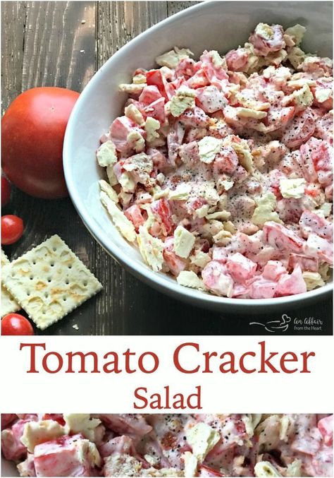 Tomato Cracker Salad, Cracker Salad, Veggie Salads, Mayo Sandwich, Tomatoes Recipes, Baked Meatballs, Stomach Growling, Pinterest Food, Heart Recipes