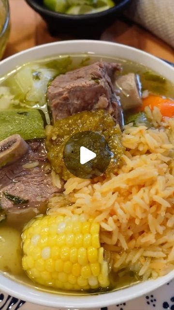 Maria | Pizquita de Sal | Mexican Recipes on Instagram: "Caldo de Res recipe 👇🏽👇🏽👇🏽

In honor of Hispanic Heritage Month, I’m partnering with Swift meats to bring you some of my family favorites.

Ingredients:
- 3 lbs chuck roast, cut into 2-3 inch pieces
- 2 lbs short ribs 
- 1 lb beef shank 
- 1 head of garlic, cut in half
- 1 whole onion (keep the root on)
- 4 tbsp salt
- 11 qt water
- 3 ears of corn, cut into chunks
- 2 chayotes, peeled and chopped
- 2 Mexican zucchinis, sliced
- 4 carrots, peeled and chopped
- 10 small potatoes, unpeeled
- 1 bunch of cilantro
Serving Size: Makes about 8 servings
Cooking Time: Approximately 2.5 to 3 hours

Instructions:

1. Prep the Meat: Grab your Swift meats—3 lbs of chuck roast, 2 lbs of short ribs, and 1 lb of beef shank—and clean them up und Mexican Caldo De Rez Recipe, Mexican Chuck Roast Recipes, Chuck Beef Recipes, Short Ribs Recipes, Best Corn Chowder Recipe, Mexican Soup Recipes, Chuck Roast Recipes, Small Potatoes, Beef Shank