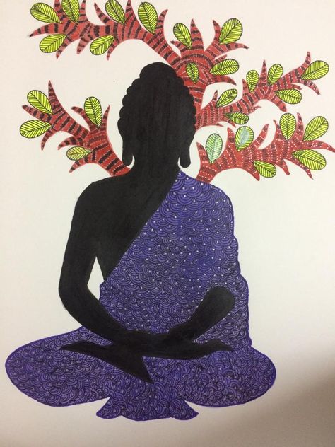 Gond Art Gond Art, Modern Indian Art, Gond Painting, Modern Art Canvas Painting, Buddha Art Painting, Madhubani Art, Beauty Art Drawings, Indian Folk Art, Madhubani Painting