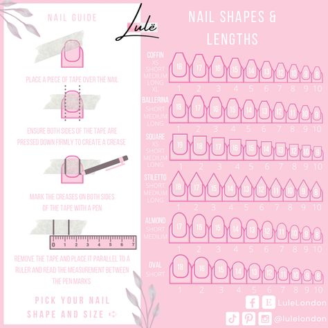 Nail Shape And Length, Nails Template, Nail Structure, Nail Theory, Nail Guide, Gel Press On Nails, Short Almond Nails, Plain Nails, Gel Press