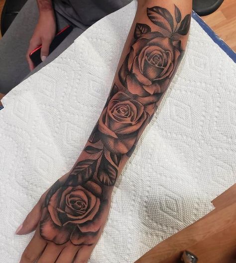 Baddie Forearm Tattoos, Fye Tattoos, Upper Arm Tattoos For Guys, Half Sleeve Rose Tattoo, On Hand Tattoo, Arm Cover Up Tattoos, Arm Tattoos For Guys Forearm, Half Sleeve Tattoos Forearm, Arm Sleeve Tattoos For Women