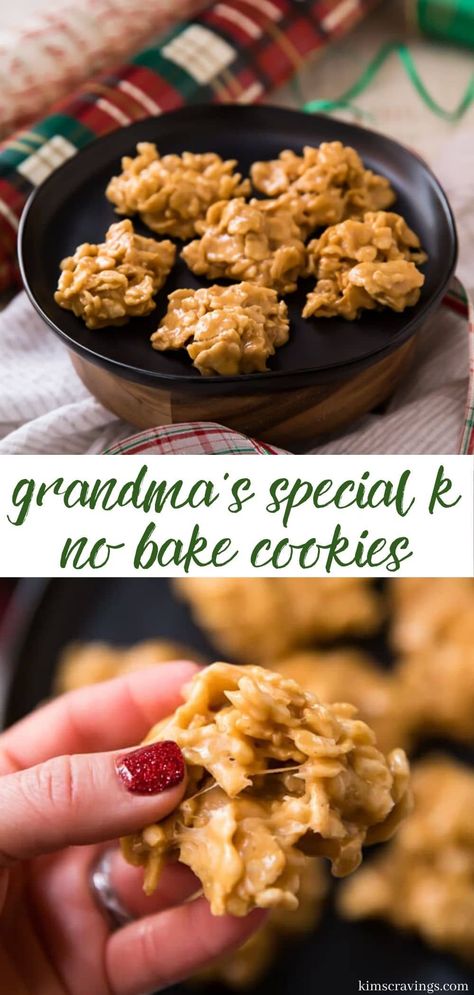 Grandma's Special K No Bake Cookies are super addictive! - #addictive #Bake #Cookies #Grandmas #Special #Super Special K Cookies, Special K Recipes, Best No Bake Cookies, Cookies Aesthetic, Easy No Bake Cookies, Cereal Cookies, Special Cookies, Simple Cookie, Unique Dinner