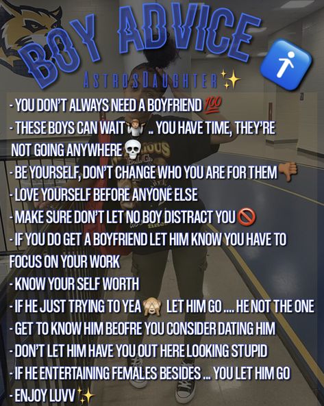 Tips For Boys In Relationships, Boy Advice For Girls Tips, Tips For Black Girls School, Black Teenage Girl Tips, Glow Up Tips Black Teens, Boyfriend Advice, Teen Advice, Social Life Hacks, Crush Advice