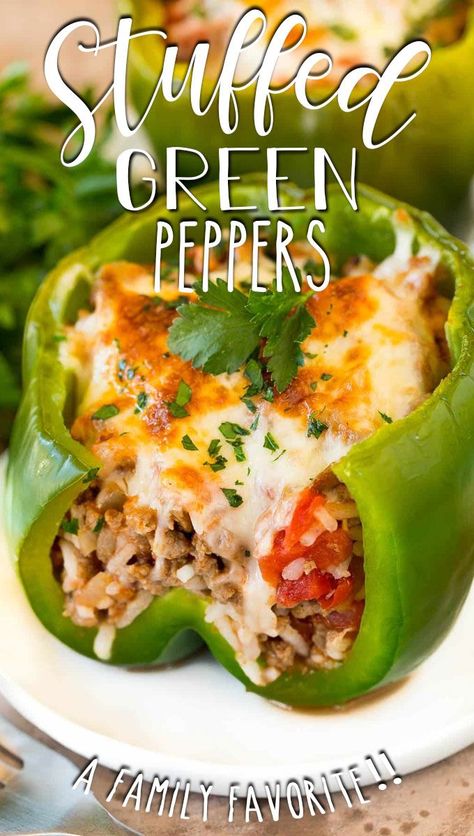 Green Bell Pepper Recipes, Stuffed Bell Peppers Ground Beef, Best Stuffed Pepper Recipe, Green Pepper Recipes, Tomatoes And Cheese, Stuffed Peppers With Rice, Crockpot Stuffed Peppers, Easy Stuffed Peppers, Ground Beef Rice