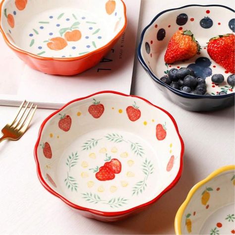 1pcs Creative Fruit Salad Bowl Oven Air Fryer Baking Bowl Household Dessert Bowl | SHEIN Pottery Painting Salad Bowl, Painting Bowls Ideas Easy, Creative Fruit Salad, Air Fryer Baking, Fruit Salad Bowl, Oven Air Fryer, Ceramic Cafe, Baking Bowl, Diy Pottery Painting