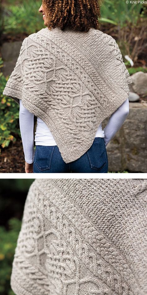 Bobble Stitch Crochet, Modern Crochet Blanket, Aran Knitting Patterns, Poncho Knitting Patterns, Knitted Shawl, Crochet Cable, Shawl Crochet, Cable Knitting, Poncho Pattern