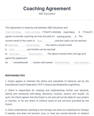 Sign up clients for your coaching services online. Free agreement form template for coaches. Easy to customize and share. Works on any device. No coding. Coaching Contract Template, Coaching Program Template, Life Coaching Worksheets Free Printables, Free Coaching Templates, Life Coach Templates, Online Fitness Coaching Business, Life Coaching Tools Worksheets Free, Motivation Topics, Life Coaching Quotes Inspiration