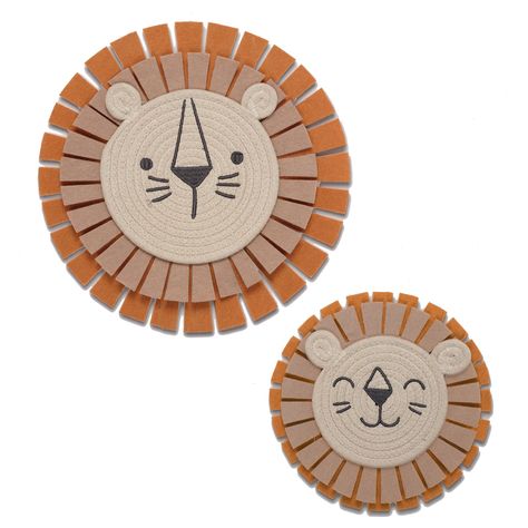 Lambs & Ivy Jungle Adventure 2-Piece Yarn/Felt Lion Wall Decor - 9 & 12.5 Inch - Bed Bath & Beyond - 41187258 Lion Mobile, Felt Lion, Lion Wall Decor, Adventure Wall Decor, Mini Crib Bedding, Adventure Wall, Wall Decor Storage, Lambs & Ivy, Toddler Bed Set