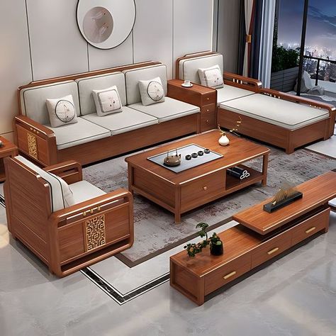 Wooden Sofas Ideas Living Room Modern, Latest Wooden Sofa Set Designs, Sofa Cum Bed Design Modern, Wooden Furniture Design, Latest Dining Table, Wooden Temple For Home, Sari Blouses, Space Saving Dining Table, Sofa Couch Design