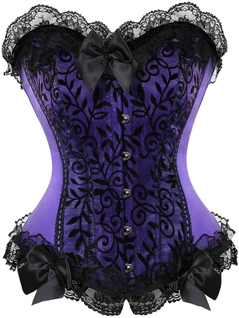 Overbust Corset Outfit, Bustier Top Corsets, Bone Corset, Corset Steampunk, Showgirl Costume, Saloon Girls, Purple Corset, Fashion Corset, Corset Costumes