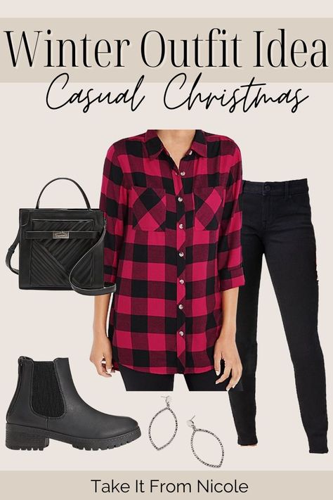 Red And Black Plaid Shirt Outfit, Plaid Tunic Outfit, Buffalo Plaid Shirt Outfit, Red Flannel Shirt Outfit, Red Plaid Shirt Outfit, Flannel Outfit Women, Red Flannel Outfit, Plaid Flannel Outfit, Tunic Tops Outfit