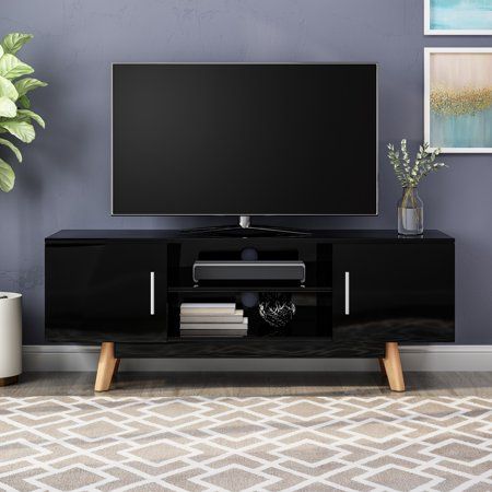 Tv Dresser, Tv Stand Decor Living Room, Simple Tv Stand, Midcentury Tv Stand, Mid Century Tv, Small Tv, Simple Tv, Black Tv Stand, Tv Stand Decor