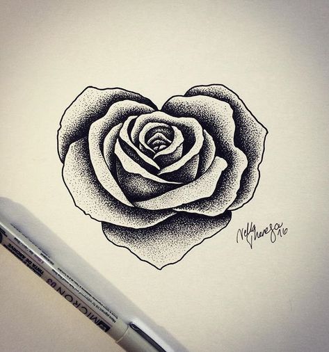 Rose Tattoo Add On, Rose In Heart Tattoo, Heart Rose Tattoo Design, Heart Roses Tattoo, Heart Shaped Rose Tattoo, Rose Tattoo Drawing Sketches, Ear Tattoo Stencil, Rose Ear Tattoo, Heart With Roses Tattoo