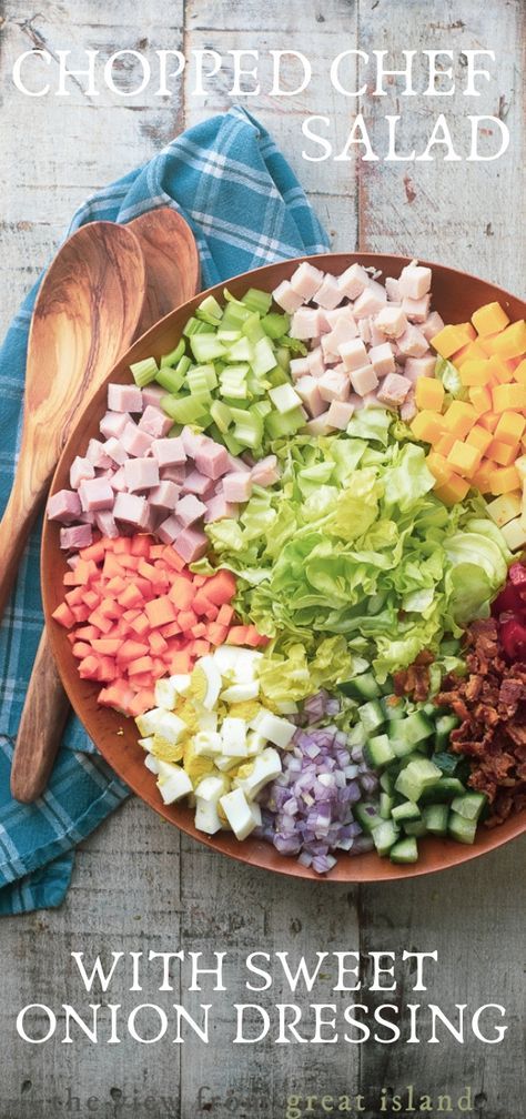 Sweet Onion Dressing, Chopped Cobb Salad, Main Course Salad, Mexican Chopped Salad, Chinese Chicken Salad Recipe, Chef Salad Recipes, Salad Dinner, Chopped Salad Recipes, Chef Salad