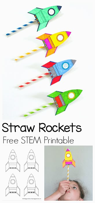 Straw Rockets, Rocket Template, Straw Rocket, Stem Activity For Kids, Kid Science, Play Activity, Science Lesson, Stem Activity, Space Activities