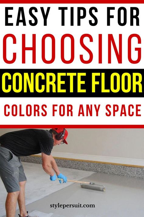 Choosing the right concrete floor color can significantly impact the overall look and feel of a space. Whether you are renovating a commercial area, updating a residential home, or designing a new space from scratch, selecting the perfect color for your concrete floor is a crucial decision. Here’s a comprehensive step-by-step guide to help you through the process. Painted Concrete Floors Colors, Paint A Concrete Floor, Paint Concrete Floor Indoor, Painted Concrete Floors Bedroom, Sherwin Williams Concrete Stain Colors, Concrete Floor Paint Ideas, House Concrete Floor, Painting Concrete Floors Indoor, Concrete Floor Colors