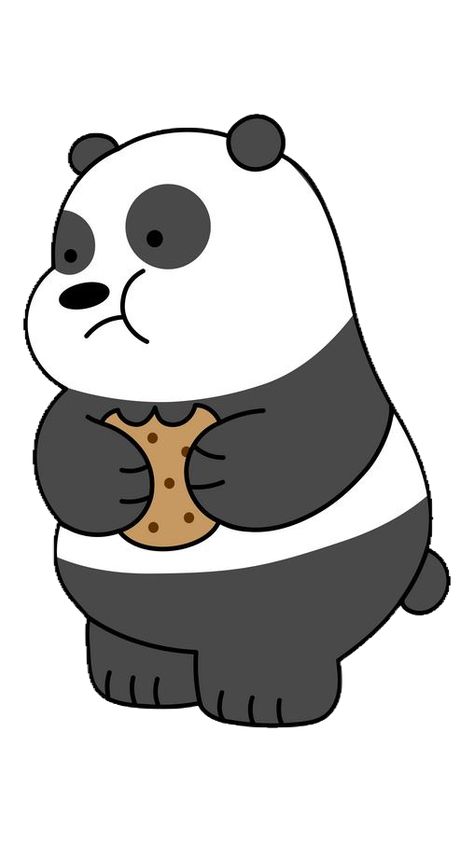 Drawing Bear Cute, We Bare Bear Drawing, Cute Panda Cartoon Drawings, Panda We Bear Bears, We Bear Bears Drawing, We Bare Bears Eating, Panda Cute Drawing, We Bare Bears Drawing, Black And White Cartoon Characters