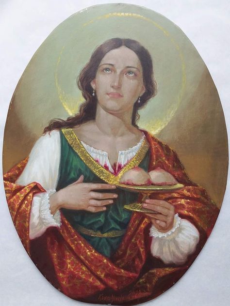 Saint Mary Aesthetic, Anamaria Core, Saint Dymphna, St Agatha, Roman Catholic Art, Saint Agatha, Saint Art, Female Saints, St Dymphna