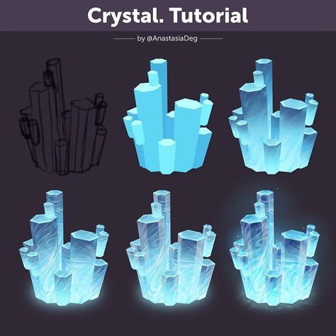 Crystal Tutorial, Background References, الفن الرقمي, Concept Art Tutorial, Digital Painting Techniques, Props Art, Digital Art Beginner, Coloring Tutorial, Digital Painting Tutorials