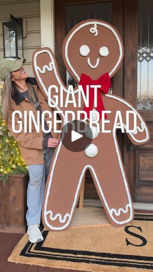 72K views · 2.7K reactions | DIY GIANT GINGERBREAD MAN 😍 I’m only getting started. Follow along as a turn our porch into a traditional gingerbread man land!!!! 🥰 I’ll be sharing how I made him soon! | Mary Beth Wilhelm Dancing Gingerbread Man, Diy Giant Gingerbread Man, Diy Gingerbread Man, Giant Gingerbread Man, Traditional Gingerbread, Diy Gingerbread, How To Make Gingerbread, Gingerbread Party, Gingerbread Diy