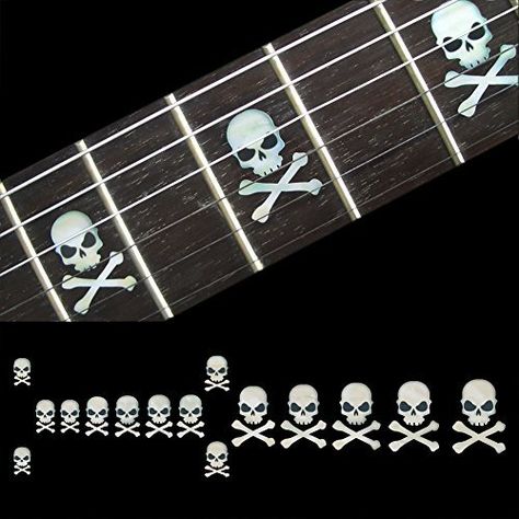 Fretboard Markers Inlay Sticker Decals for Guitar  Bass  Sideways Skull wCrossbones ** Visit the image link more details. (It is Amazon affiliate link) #followers Sideways Skull, Guitar Stickers, Dark Home Decor, Dark Home, Guitar Tips, Sticker Decals, Guitar Building, Wood Inlay, Playing Guitar